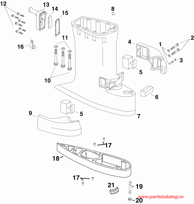 �������� ����� Evinrude E40DPLSOR  - haust Housing - haust ������
