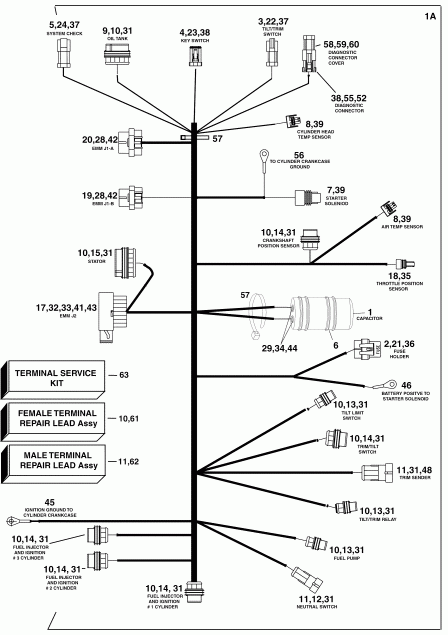 �������� ��������� ����� EVINRUDE E75DPLSOR  - gine ��������� - ���� �������� / gine Electrical Harness