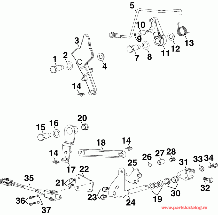 ��������� Evinrude E90DPLSOR  - rottle & ������������� ��������� / rottle & Shift Linkage