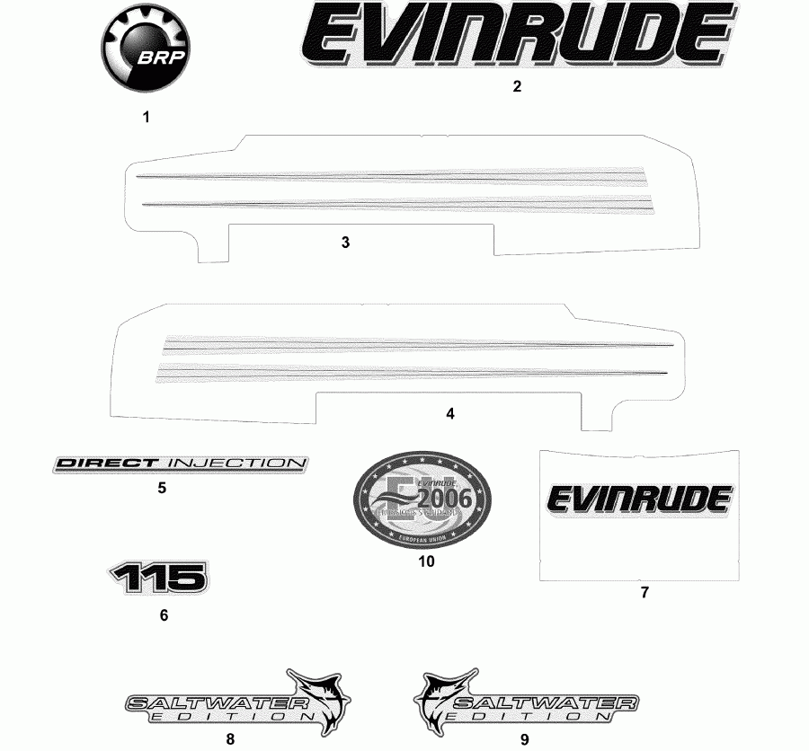 ��������� �������� ����� Evinrude E115FPXSDS  - cals White Models - cals ����� Models