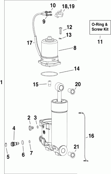  Evinrude E40DPLSDA  - im & Tilt Hydraulic Assembly - im & Tilt Hydraulic Assembly