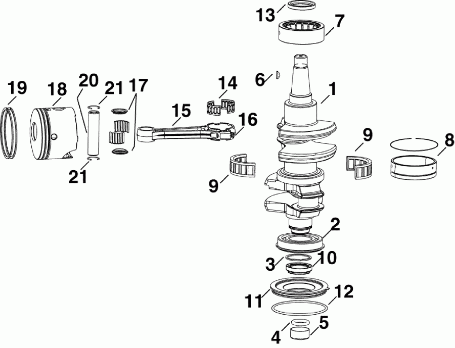 ��������� ��������� ������� E50DPLSDA  - ank��� & ������ / ankshaft & Pistons