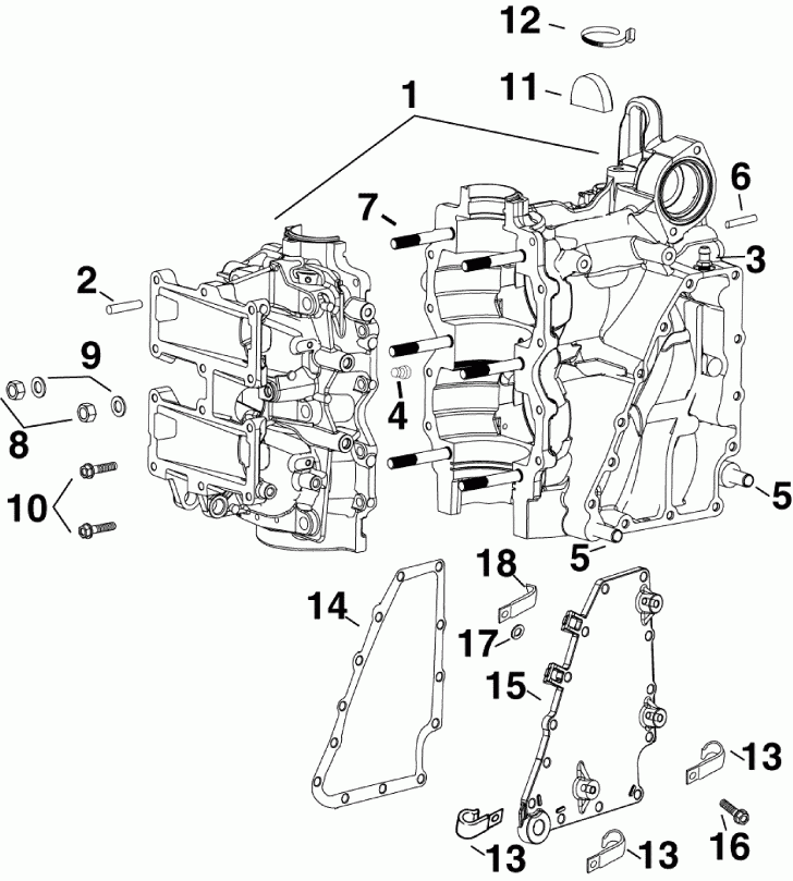  Evinrude E50DPLSDA  - linder/crankcase