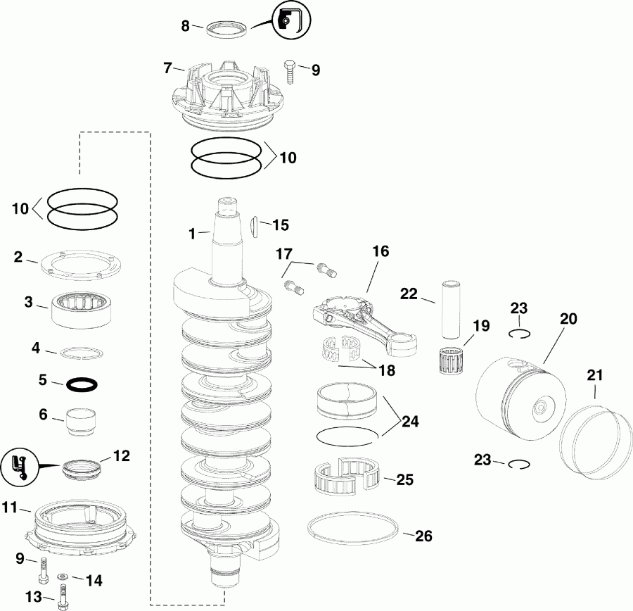 ��������� ������� E250DCXSUA  - ankshaft & Pistons - ank��� & ������