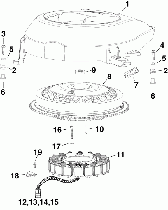 ��������� ����� Evinrude E250DCXSUA  - ywheel & ������ / ywheel & Stator