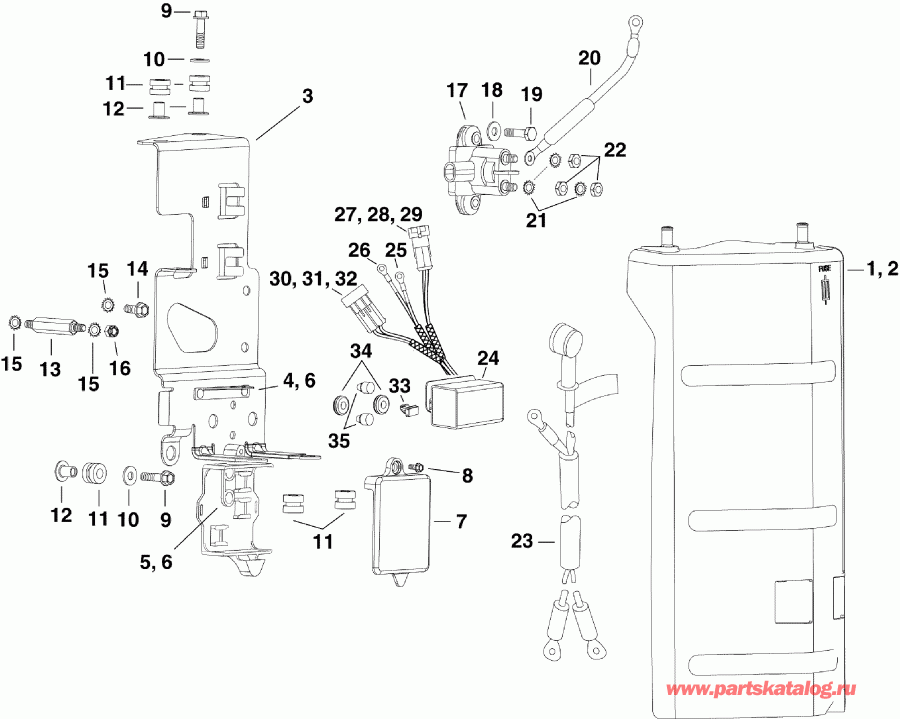��������� �������� ����� EVINRUDE E250DCZSUA  - ectrical ��������� & Components