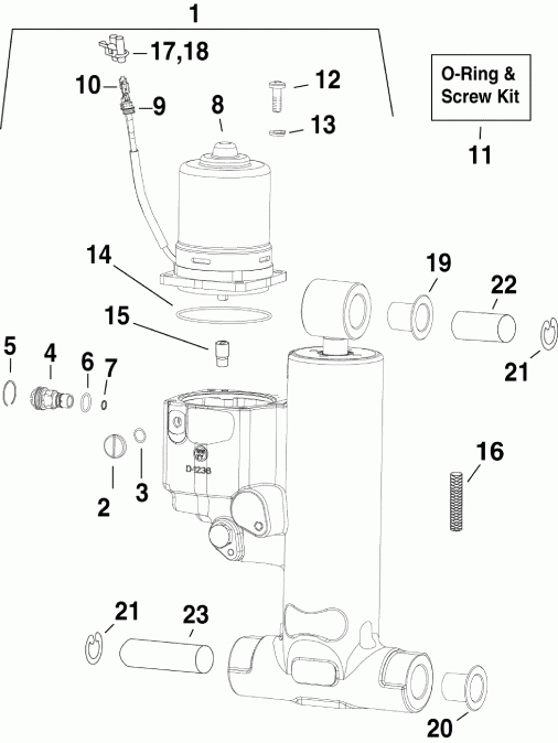 �������� ��������� ����� Evinrude E90DPLSUM  - im & Tilt Hydraulic Assembly / im & Tilt Hydraulic Assembly