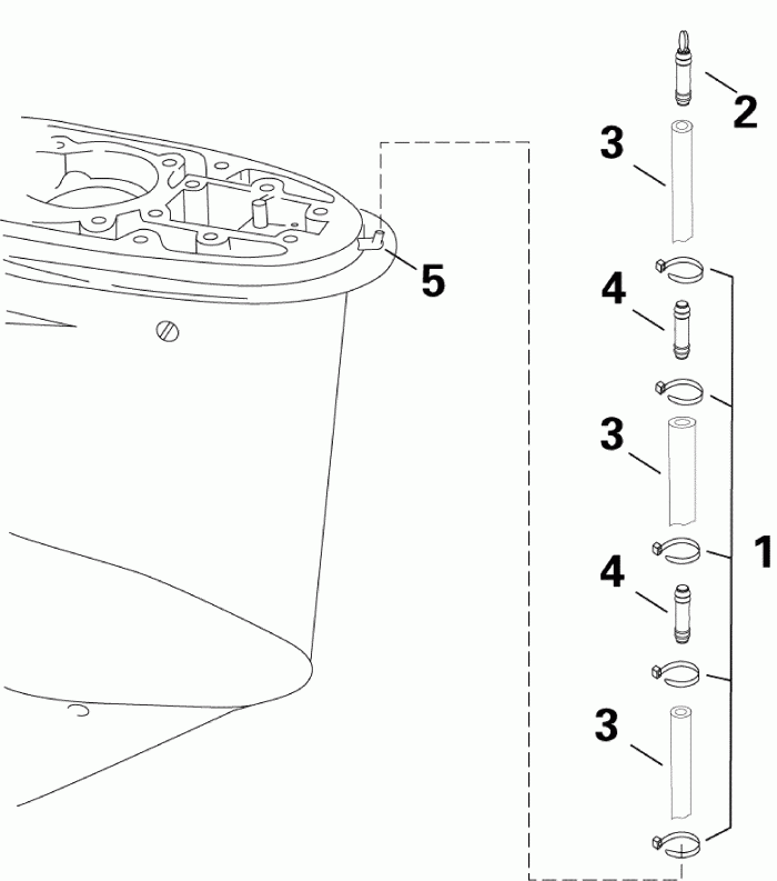 ����� Evinrude E225DPXSCF  - eedo������ ����� Assembly / eedometer Hose Assembly