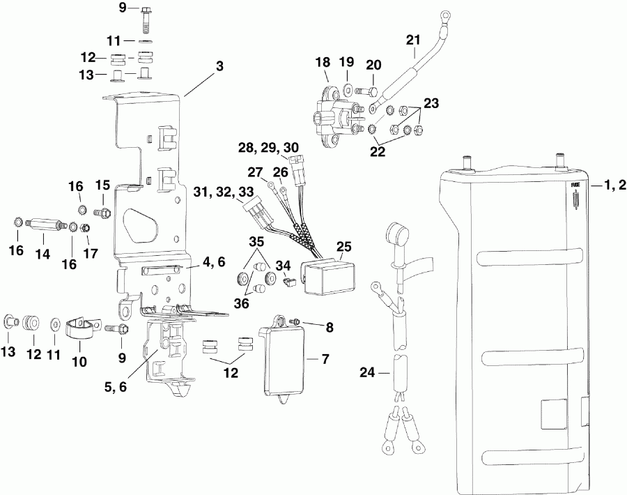 ��������� ��������� Evinrude E225DPZSCG  - ectrical ��������� & Components / ectrical Bracket & Components