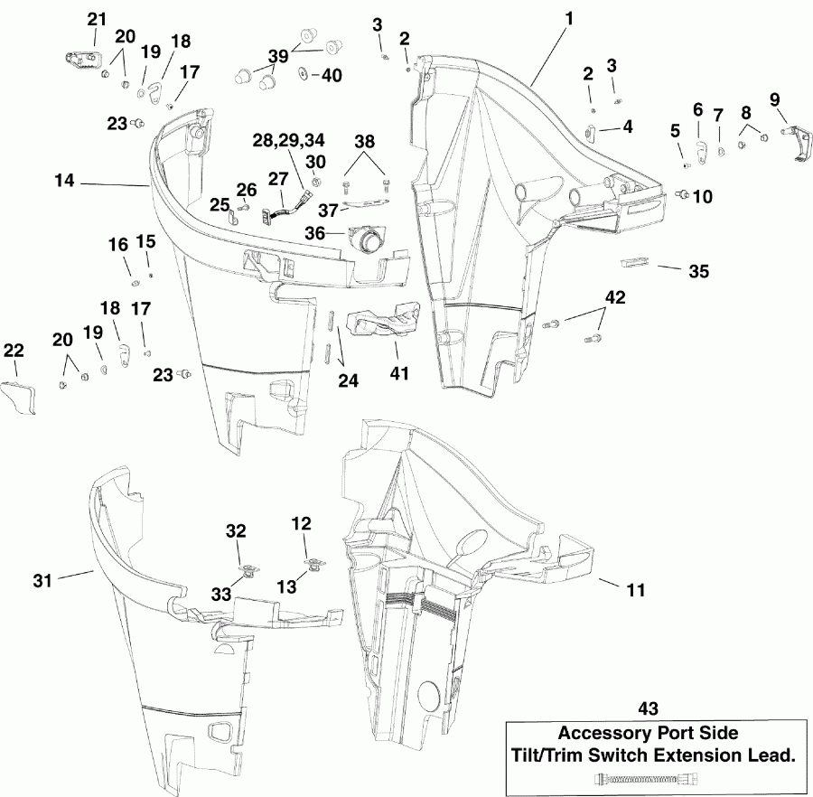 ��������� ��������� EVINRUDE E250DCXSCH  - wer ������ ��������� (�����) - wer Engine Cover