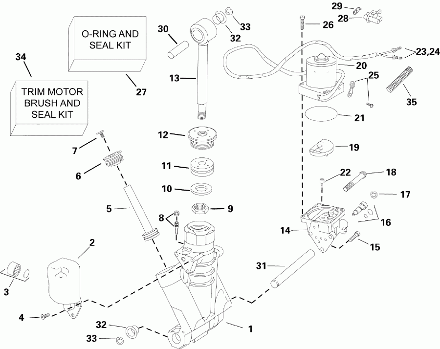 ��������� �������� ����� EVINRUDE E250DPLSCF  - im / tilt Hydraulic Assembly