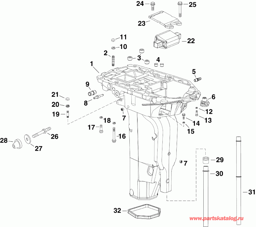 �������� ����� Evinrude E300DPXSCS  - haust ������ Inner - haust Housing Inner
