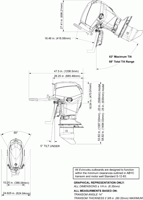 �������� ����� Evinrude E40DRLSCB  - ofile Drawing - ofile Drawing