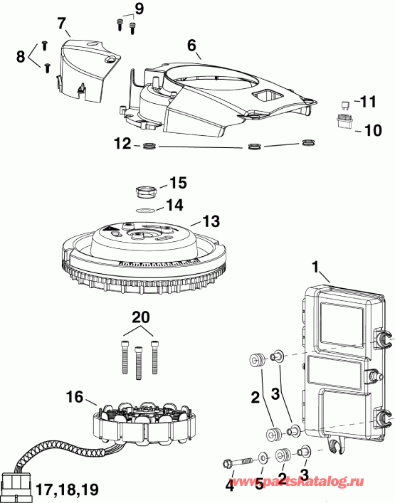 ��������� Evinrude E55MRLSCC  - m, Stator, Flywheel - m, ������, �������