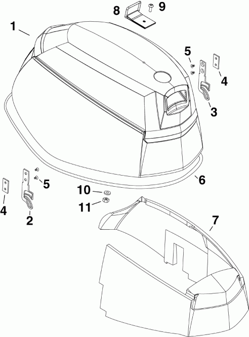 �������� ����� Evinrude E55MRLSCC  - gine ������ / gine Cover