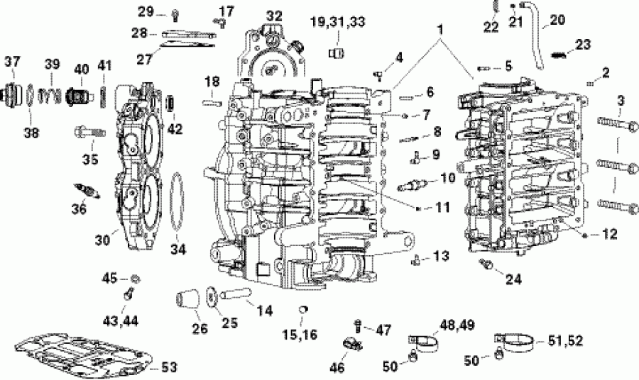 �������� ��������� ����� EVINRUDE E115DPLSEF  - linder & ������ ��������� / linder & Crankcase