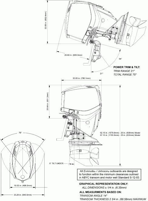  Evinrude E150HGLSES  - ofile Drawing / ofile Drawing