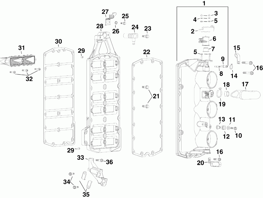 ��������� EVINRUDE E225DHLSEB  - take Manifold Assembly / take ��������� Assembly