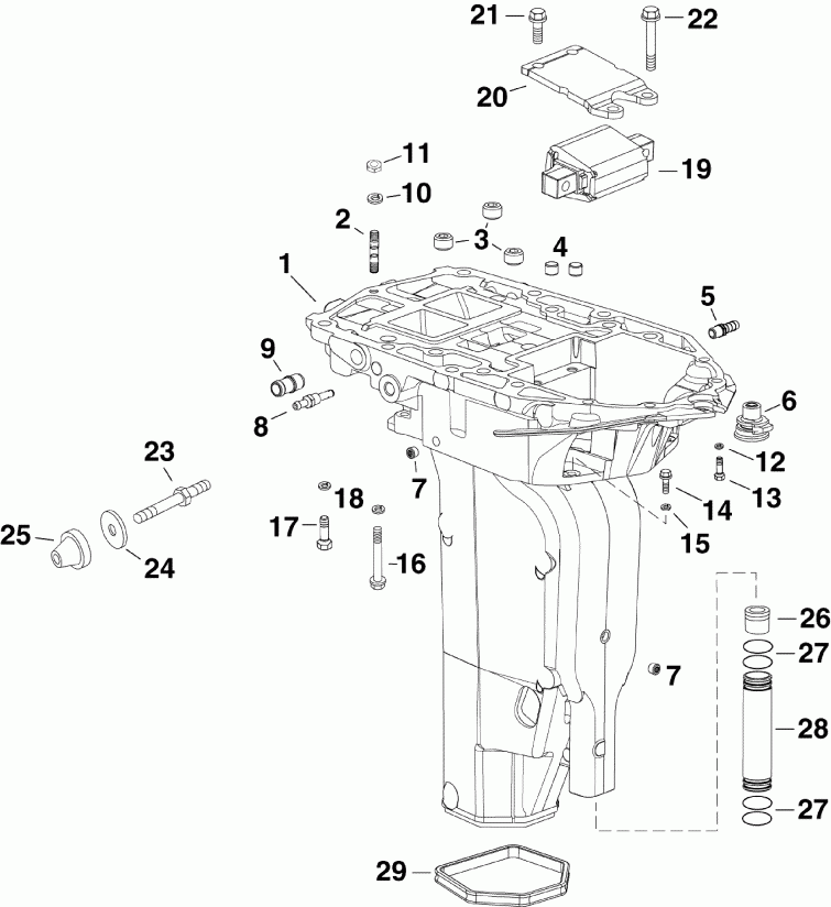 �������� ��������� ����� Evinrude E300DPXSEC  - haust ������ Inner / haust Housing Inner
