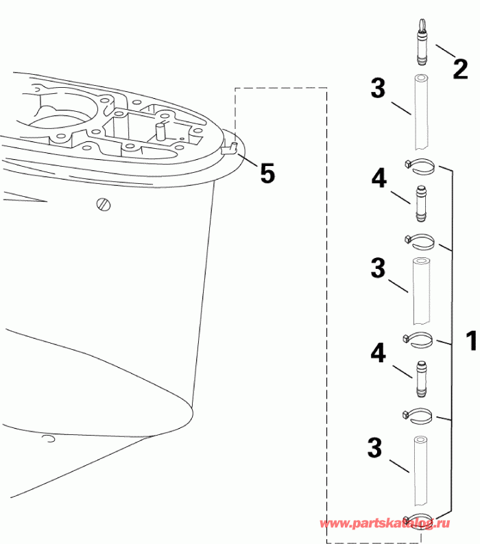 ��������� �������� ����� Evinrude E300DPXSEC  - eedometer Hose Assembly / eedo������ ����� Assembly