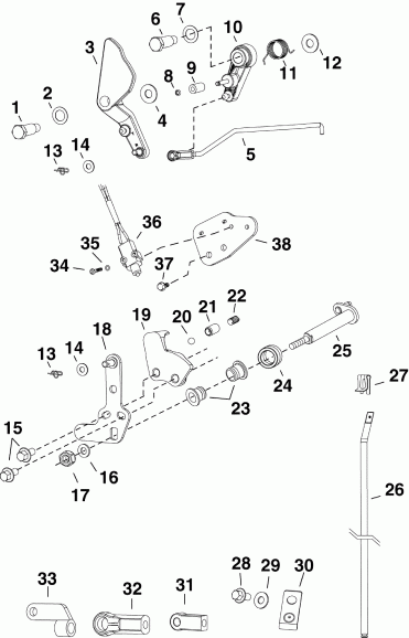 �������� ��������� ����� Evinrude E30DTLSES  - rottle & Shift Linkage / rottle & ������������� ���������