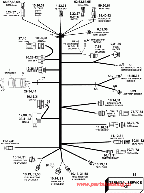 ��������� �������� ����� EVINRUDE E65WDRLSEC  - ectrical Harness - ectrical ���� ��������