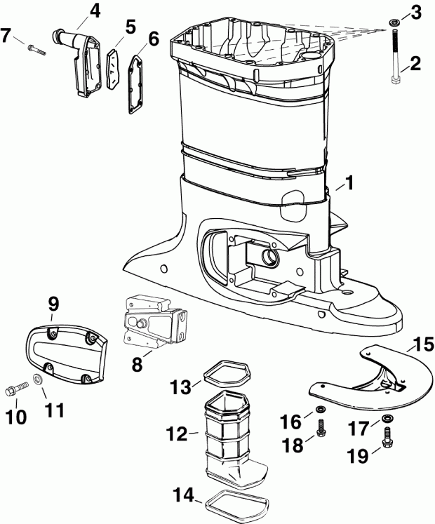 ��������� EVINRUDE E90WDELSEC  - haust ������ / haust Housing