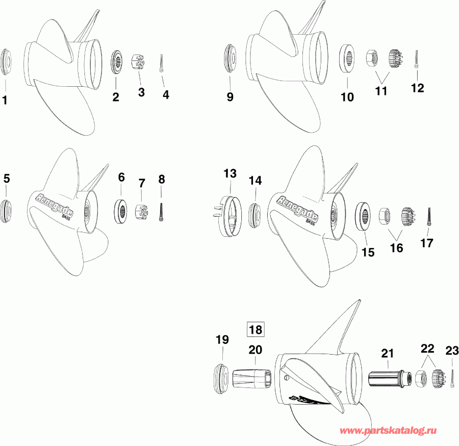 ��������� ����� EVINRUDE E130DPLISF  - opeller Hardware