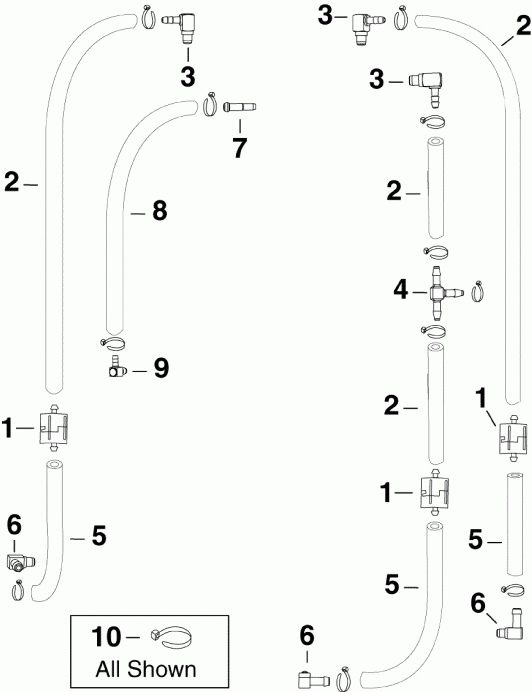 ��������� ��������� EVINRUDE E130DPXISC  - l Recirculation Hoses