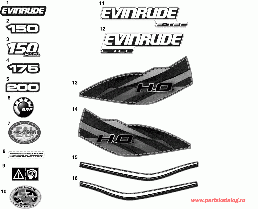 �������� ����� EVINRUDE E150DHLISF  - cals