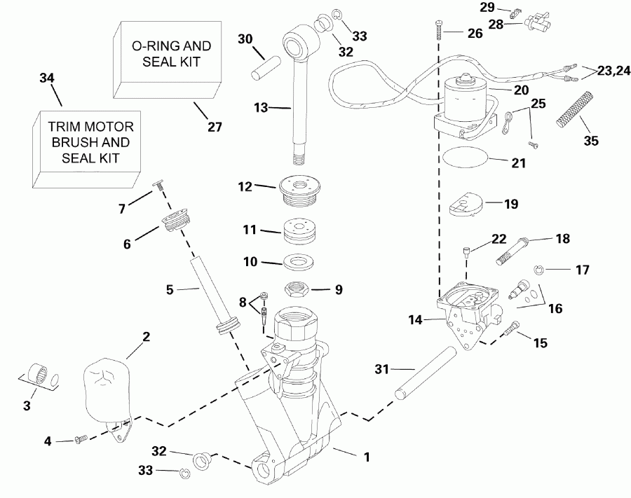 ��������� ��������� EVINRUDE E150DHLISM  - wer Trim / tilt Hydraulic Assembly