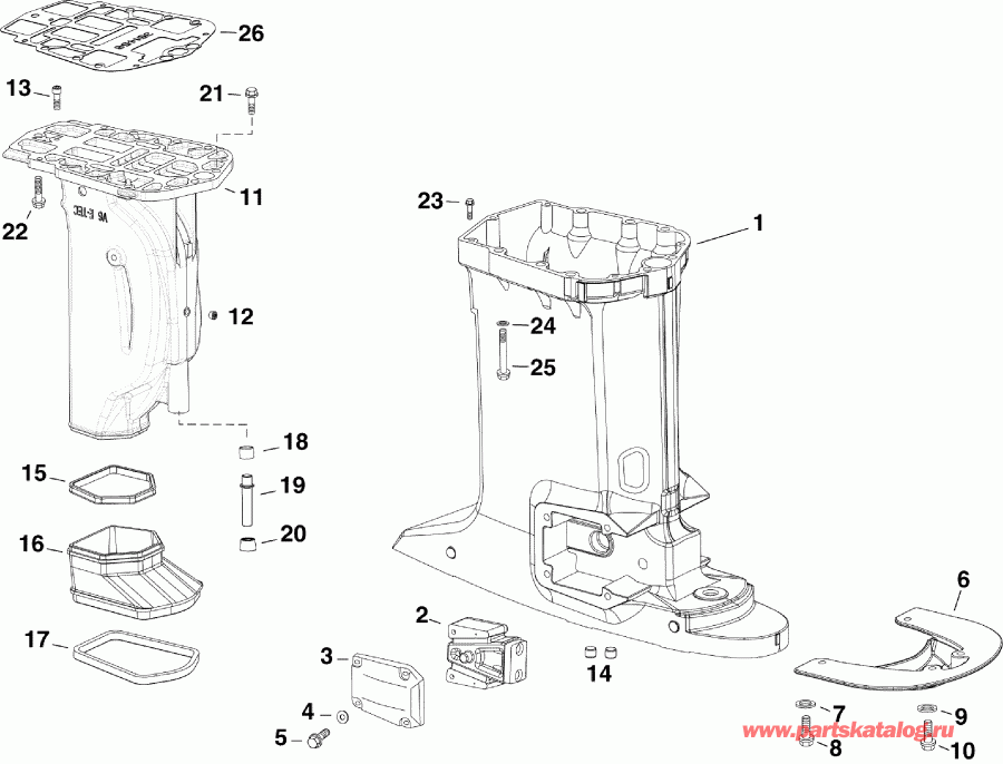 �������� ����� EVINRUDE E175DPXISM  - haust Housing / haust ������