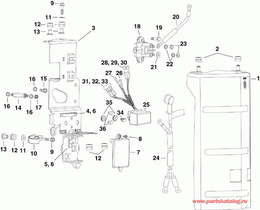 �������� ��������� ����� EVINRUDE E250DPLISE  - ectrical Bracket & Components / ectrical ��������� & Components
