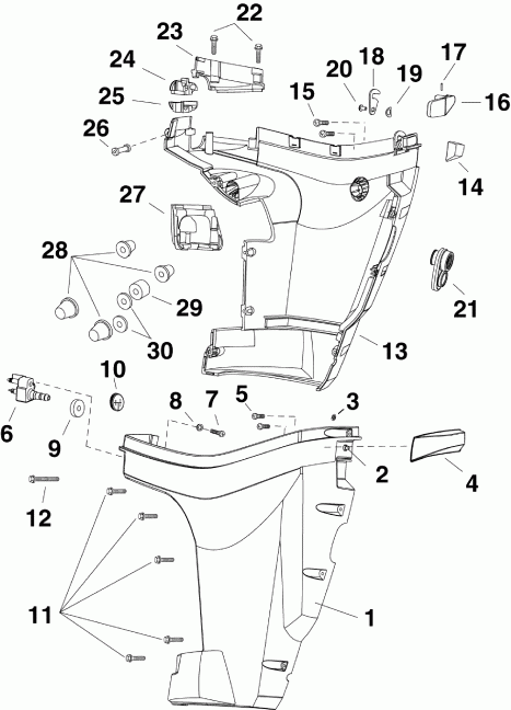 ��������� ����� Evinrude E25DPLISC  - wer ������ ��������� (�����) / wer Engine Cover