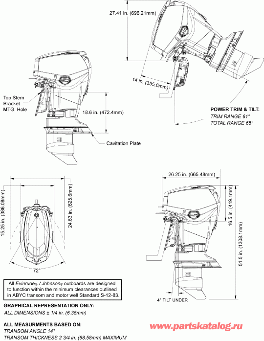 �������� ��������� ����� Evinrude E40DPLISD  - ofile Drawing