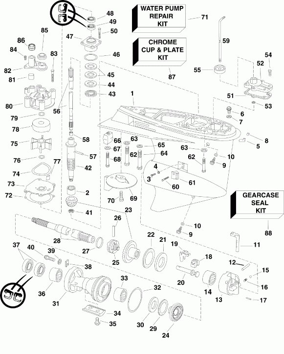 ��������� �������� ����� EVINRUDE E90DSLISE  - Pl, Sl Models