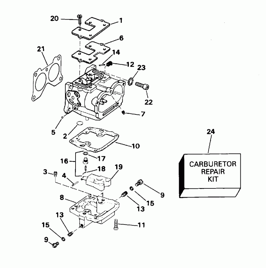 ��������� �������� ����� Evinrude E100WTLEOC 1995  - rburetor / rburetor