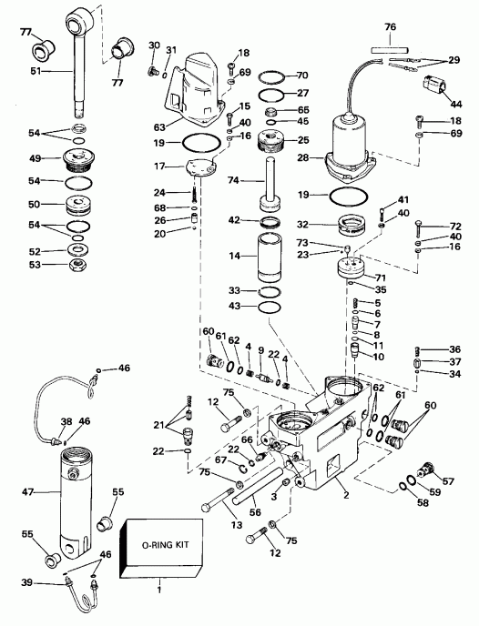 ��������� ����� ������� E100WTLEOC 1995  - wer Trim / tilt Hydraulic Assembly / wer Trim/tilt Hydraulic Assembly
