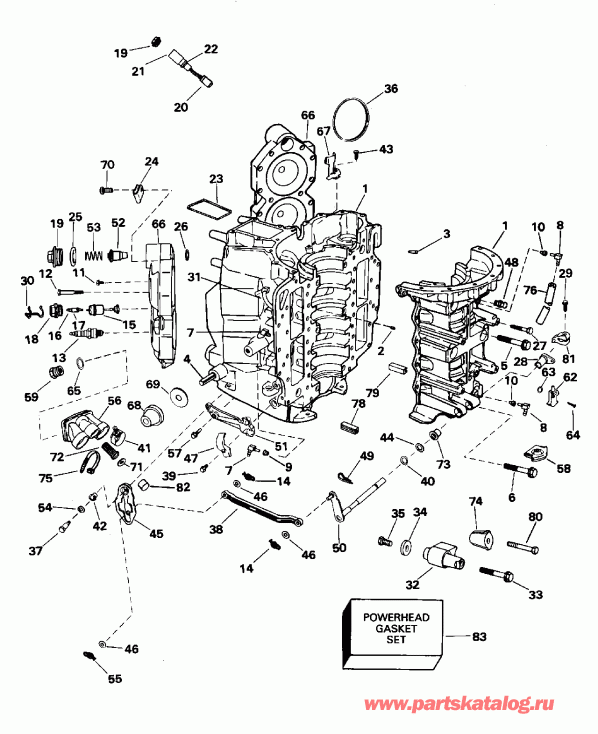 ��������� Evinrude E115GLEOC 1995  - linder & ������ ��������� - linder & Crankcase