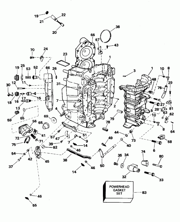 ��������� ����� EVINRUDE E115SLEOC 1995  - linder & Crankcase - linder & ������ ���������