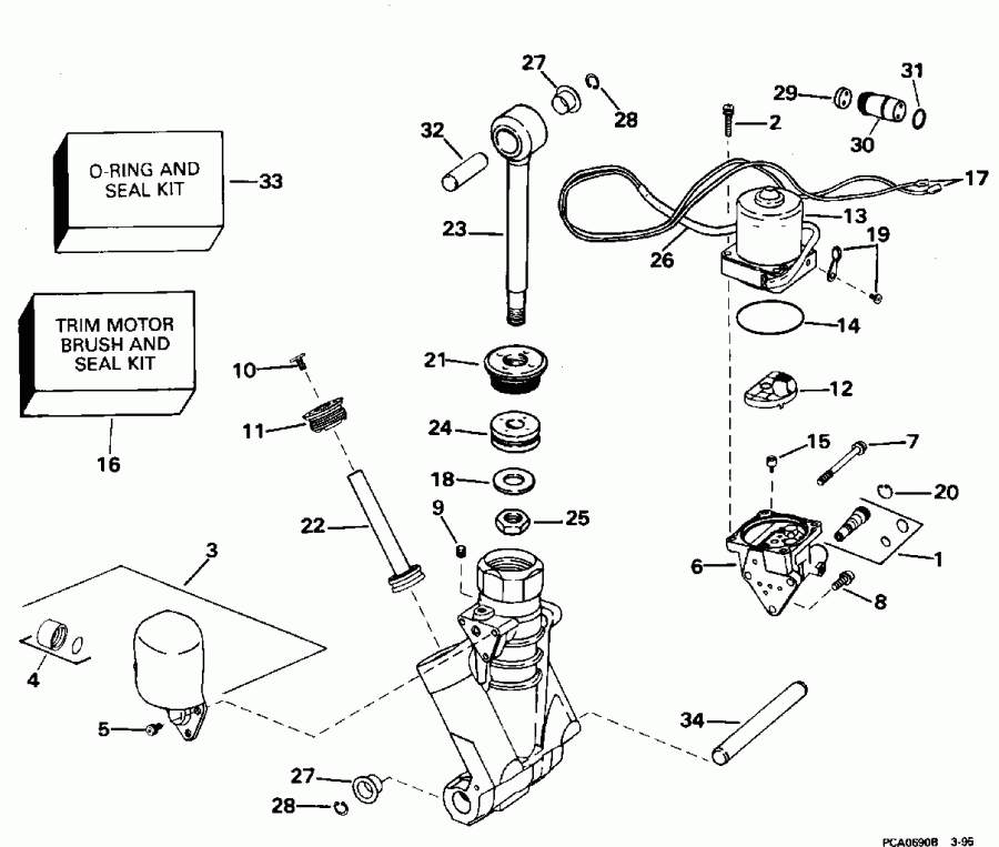 ��������� ����� Evinrude E130TLEOA 1995  - wer Trim / tilt Hydraulic Assembly