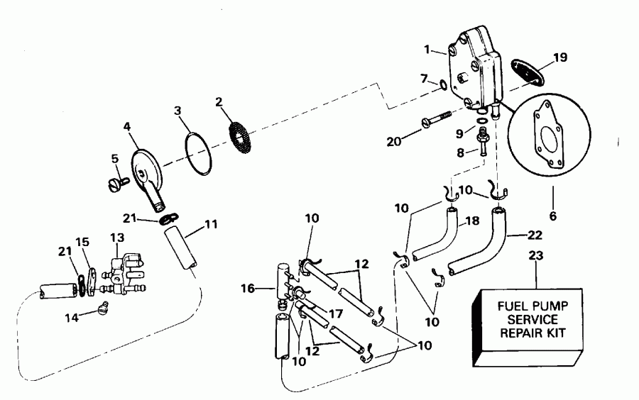 ��������� EVINRUDE E50BELEOD 1995  - el Pump And Filter / el ����� � ������