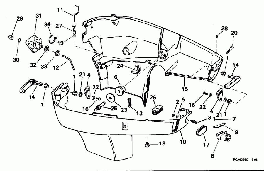  EVINRUDE BE200TXEDR 1996  - wer Engine Cover - wer ������ ��������� (�����)