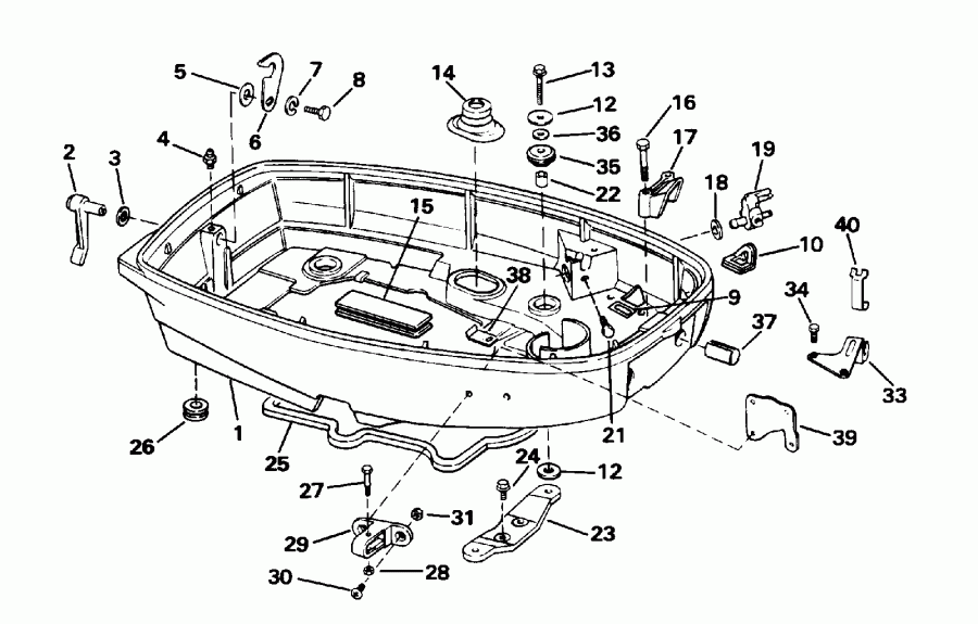 ��������� �������� ����� Evinrude BE25ERLEDC 1996  - wer Engine Cover