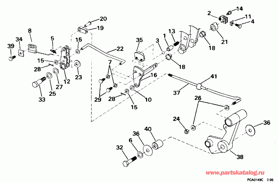 ��������� Evinrude BE40ELEDS 1996  - ift & Throttle Linkage (continued) - ift & ����������� ��������age (continued)