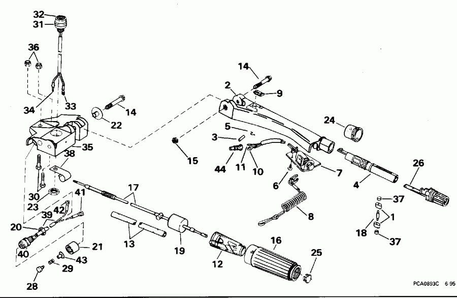 ��������� ��������� Evinrude BE50BEEDS 1996  - ee������ & ������������� Handle / eering & Shift Handle