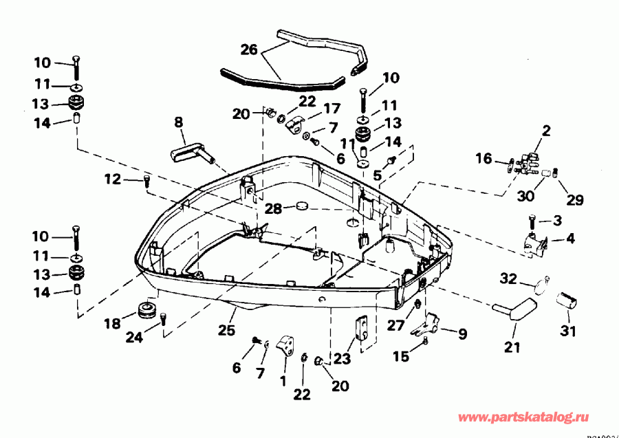 ��������� EVINRUDE E100WTLEDR 1996  - wer ������ ��������� (�����) / wer Engine Cover