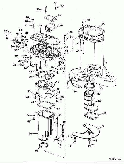 ��������� EVINRUDE E225CZEDE 1996  - haust Housing / haust ������