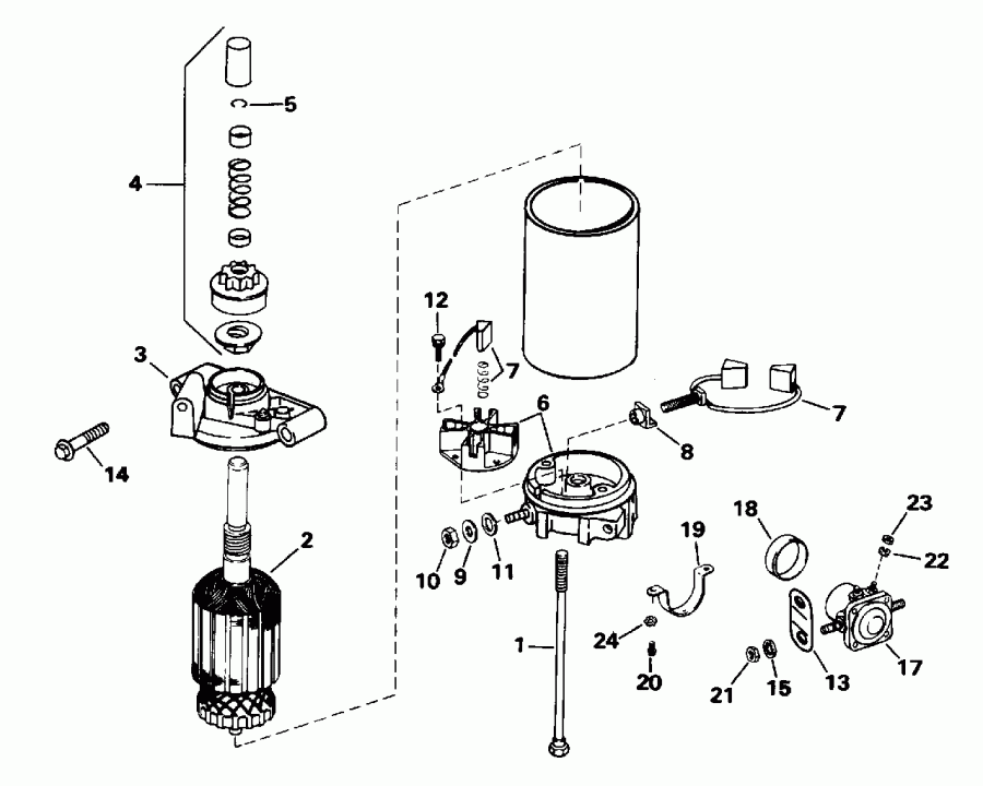 �������� ����� Evinrude E25RMLEDC 1996  - ectric ������� / ectric Starter