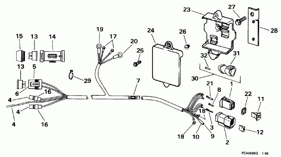  EVINRUDE E28ESLEDR 1996  - tor ������ Assembly / tor Cable Assembly